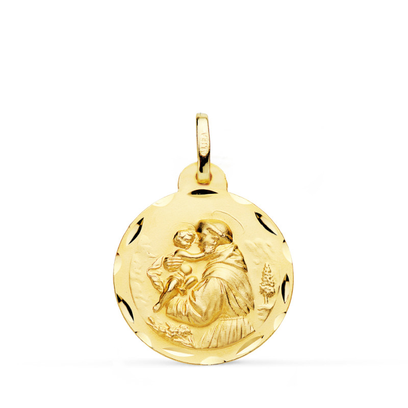 18K MEDALLA ORO AMARILLO SAN ANTONIO TALLADA 20 MM
