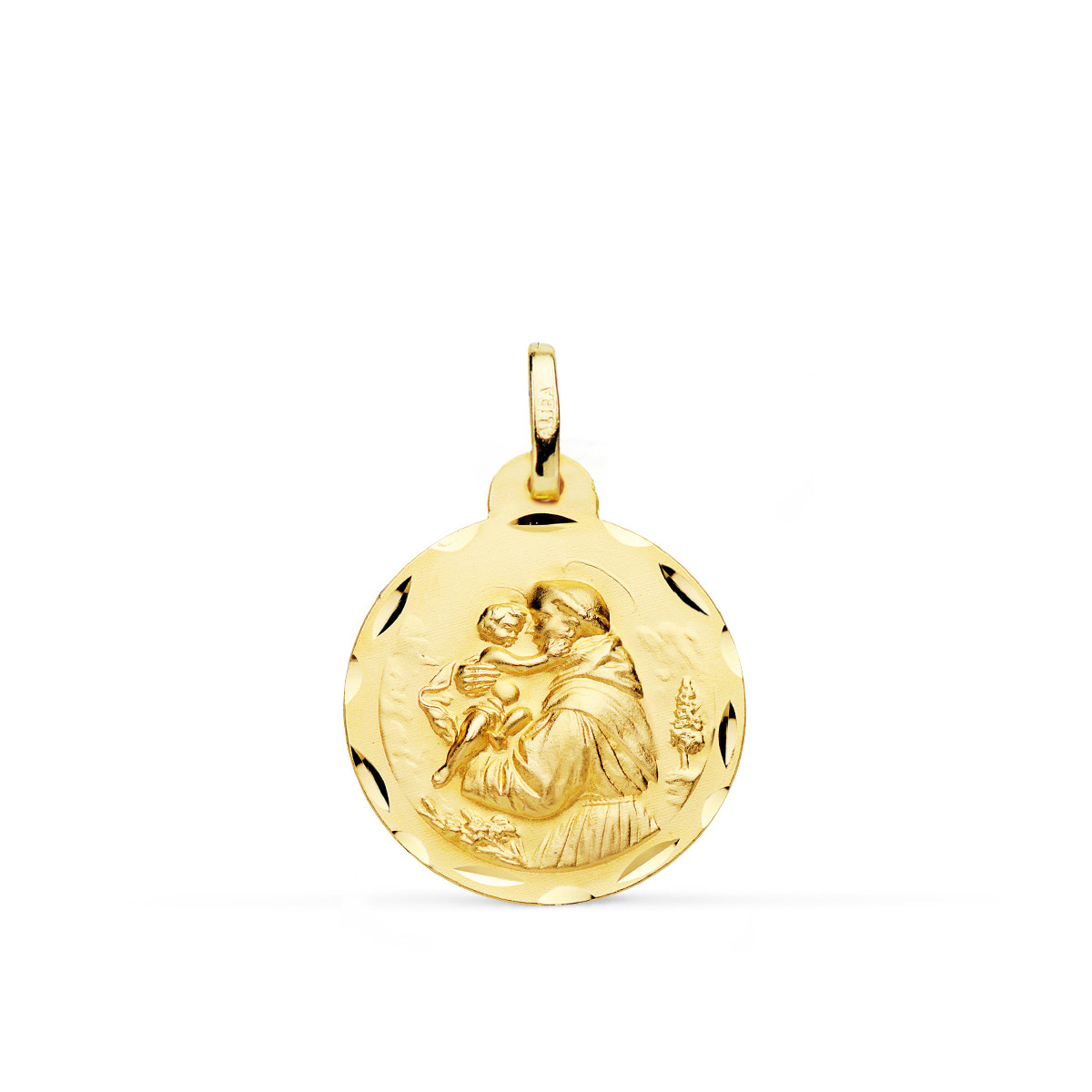 18K MEDALLA ORO AMARILLO SAN ANTONIO TALLADA 20 MM