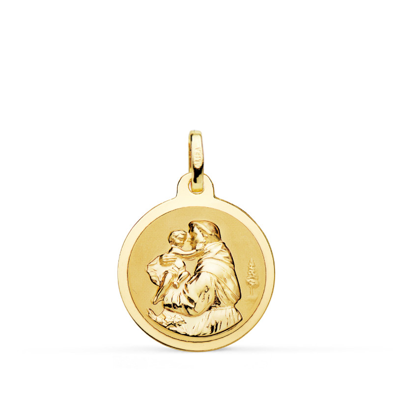 18K MEDALLA ORO AMARILLO SAN ANTONIO BRILLO 18 MM