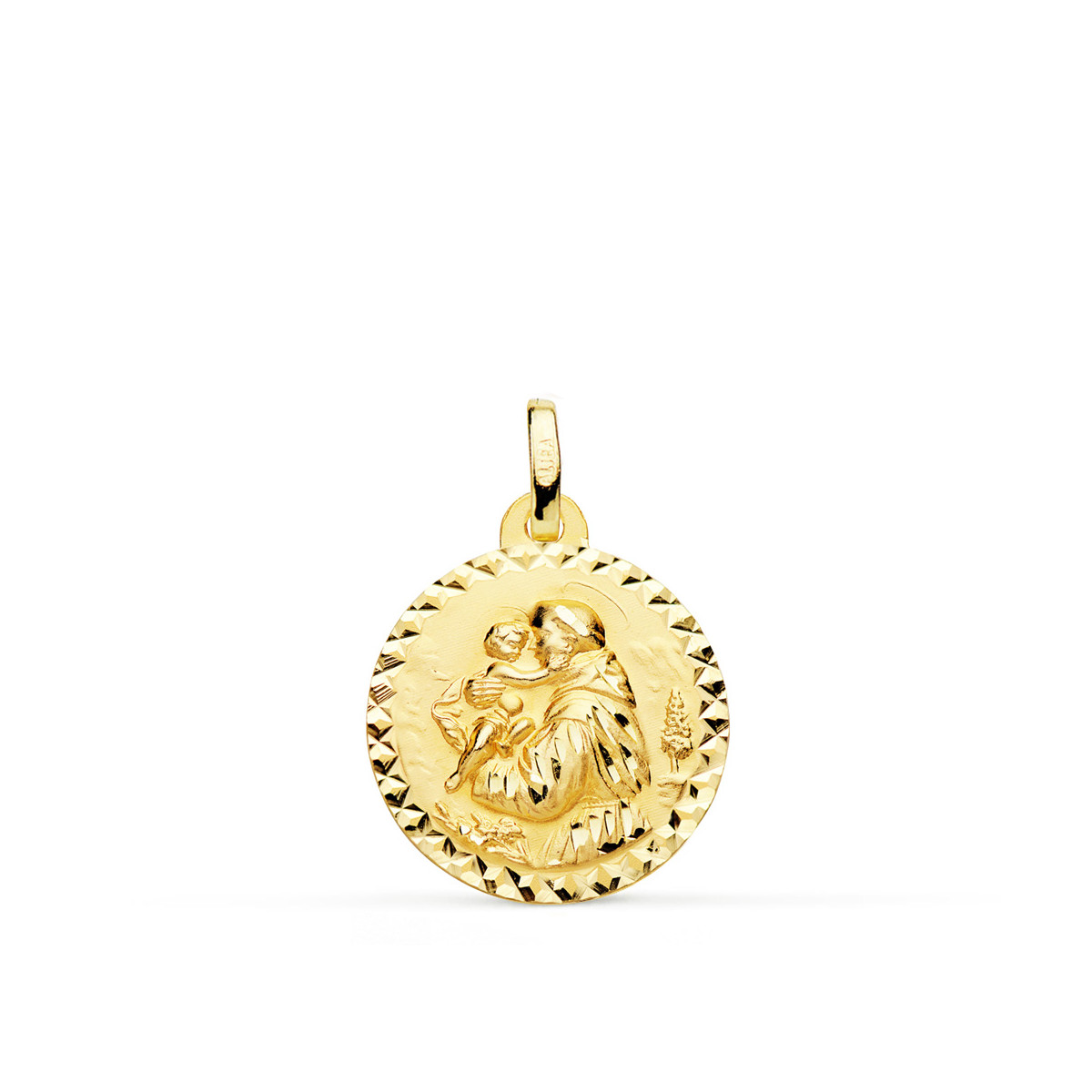 18K MEDALLA ORO AMARILLO SAN ANTONIO TALLA CRUZADA 18 MM