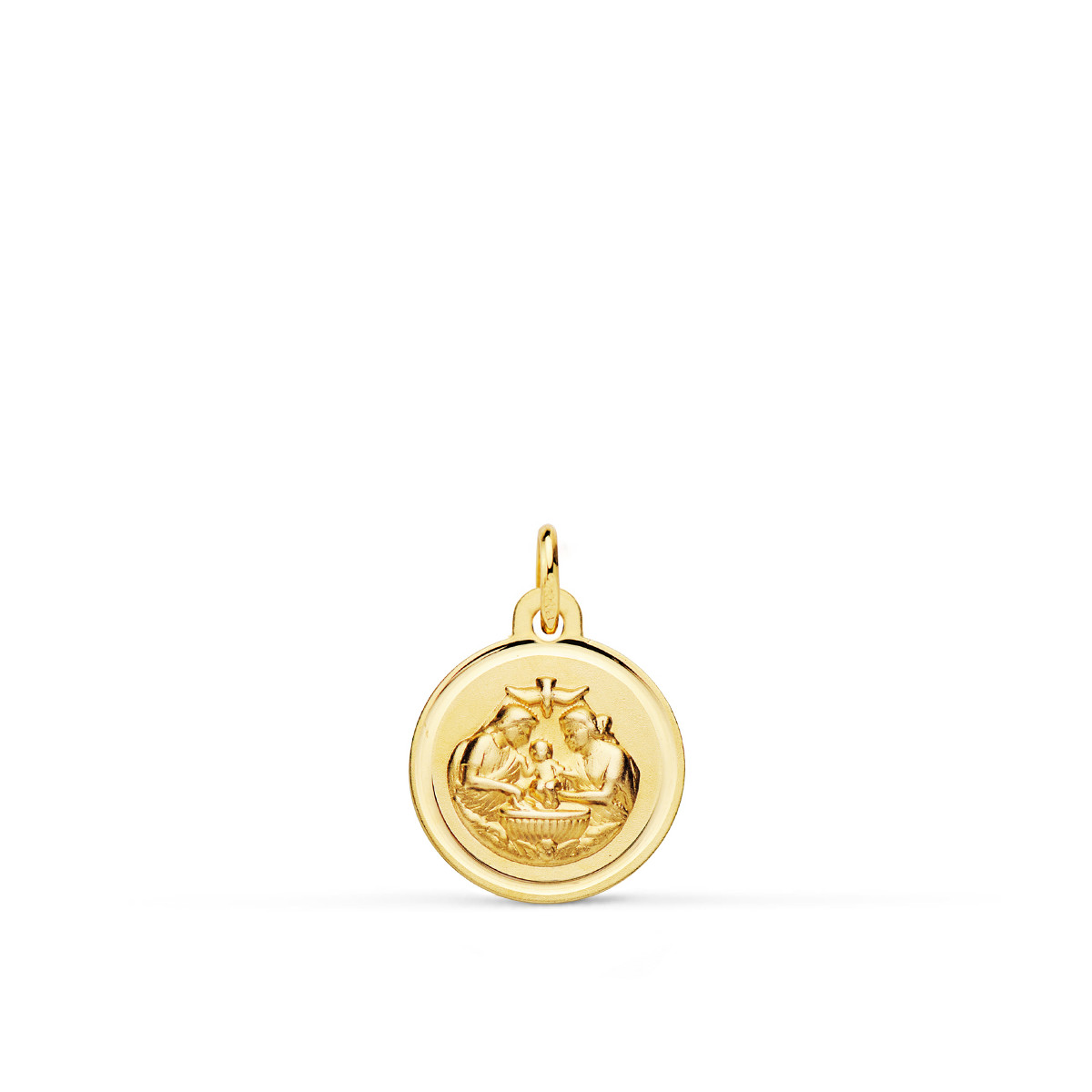 18K MEDALLA ORO AMARILLO NUEVO BAUTISMO BISEL 12 MM