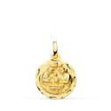 18K MEDALLA ORO AMARILLO NUEVO BAUTISMO TALLADA 16 MM