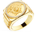 18K SELLO ORO AMARILLO MEDUSA CON CIRCONITA LATERAL ESCALONADO ANCHO 19 MM 18K SELLO ORO AMARILLO MEDUSA CON CIRCONITA LATERAL ESCALONADO ANCHO 19 MM