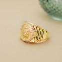 18K SELLO ORO AMARILLO MEDUSA CON CIRCONITA LATERAL ESCALONADO ANCHO 19 MM 18K SELLO ORO AMARILLO MEDUSA CON CIRCONITA LATERAL ESCALONADO ANCHO 19 MM
