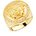 18K SELLO ORO AMARILLO MEDUSA CON CIRCONITA LATERAL GRECA ANCHO 19 MM 18K SELLO ORO AMARILLO MEDUSA CON CIRCONITA LATERAL GRECA ANCHO 19 MM