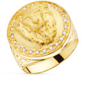 18K SELLO ORO AMARILLO LEON CON CIRCONITA LATERAL GRECA ANCHO 19 MM 18K SELLO ORO AMARILLO LEON CON CIRCONITA LATERAL GRECA ANCHO 19 MM