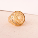 18K SELLO ORO AMARILLO LEON CON CIRCONITA LATERAL GRECA ANCHO 19 MM 18K SELLO ORO AMARILLO LEON CON CIRCONITA LATERAL GRECA ANCHO 19 MM