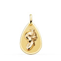 18K MEDALLA ORO AMARILLO VIRGEN NIÑA GOTA EN BRILLO Y MATE 23X15 MM 18K MEDALLA ORO AMARILLO VIRGEN NIÑA GOTA EN BRILLO Y MATE 23X15 MM