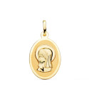 18K MEDALLA ORO AMARILLO VIRGEN NIÑA OVAL EN BRILLO 21X15 MM
