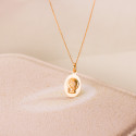 18K MEDALLA ORO AMARILLO VIRGEN NIÑA OVAL MATIZADA 19 X 12 MM