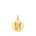 18K MEDALLA ORO AMARILLO VIRGEN NIÑA LISA 14 MM