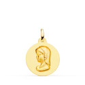 18K MEDALLA ORO AMARILLO VIRGEN NIÑA LISA MATIZADA 18 MM 18K MEDALLA ORO AMARILLO VIRGEN NIÑA LISA MATIZADA 18 MM