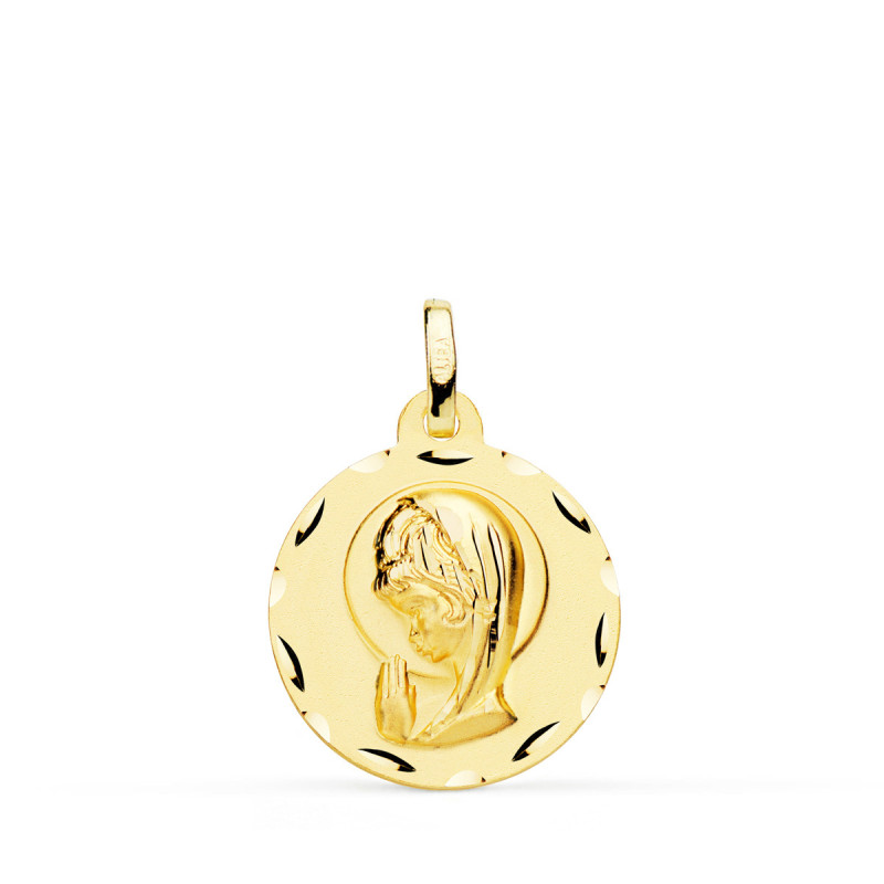 18K MEDALLA ORO AMARILLO VIRGEN NIÑA TALLADA 18 MM