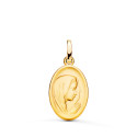 18K MEDALLA ORO AMARILLO VIRGEN NIÑA PERFIL MATIZADA Y TALLADA 16X12 MM