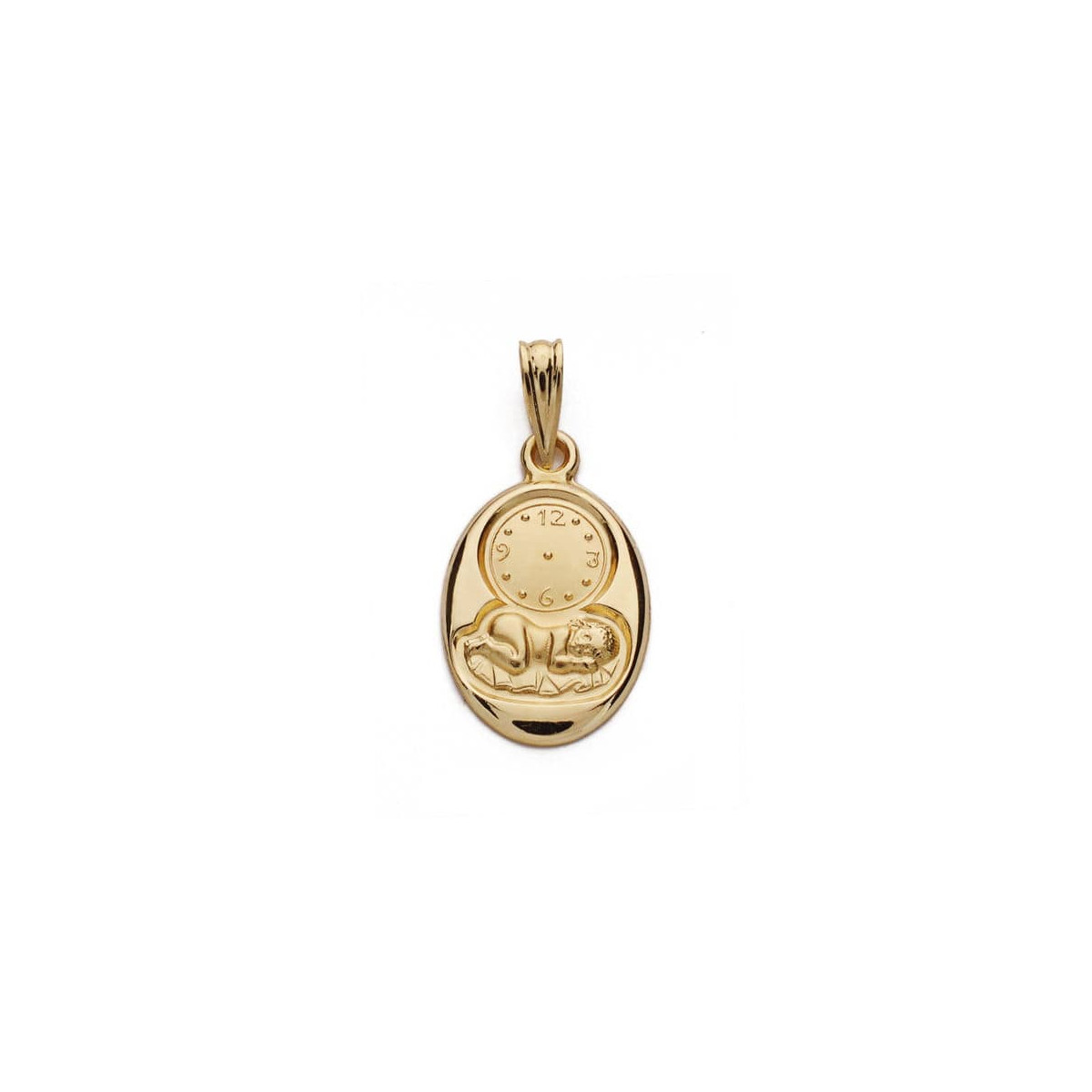 18K MEDALLA ORO AMARILLO NIÑO Y RELOJ 20X12 MM