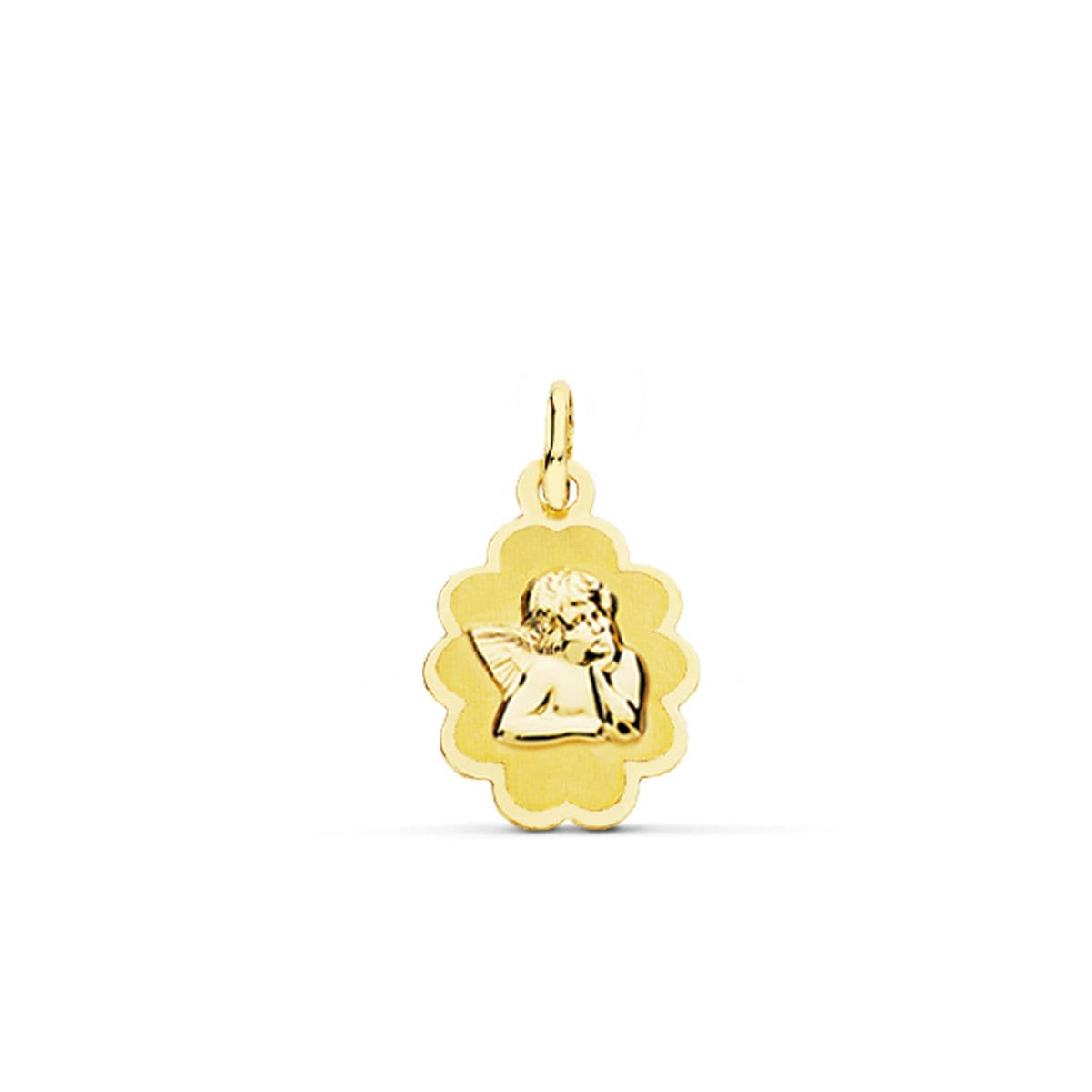 18K MEDALLA ORO AMARILLO ANGEL BURLON LASER. 18X12 MM