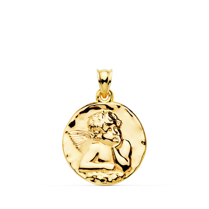 18K MEDALLA ORO AMARILLO ANGEL BURLON BRILLO 24 MM