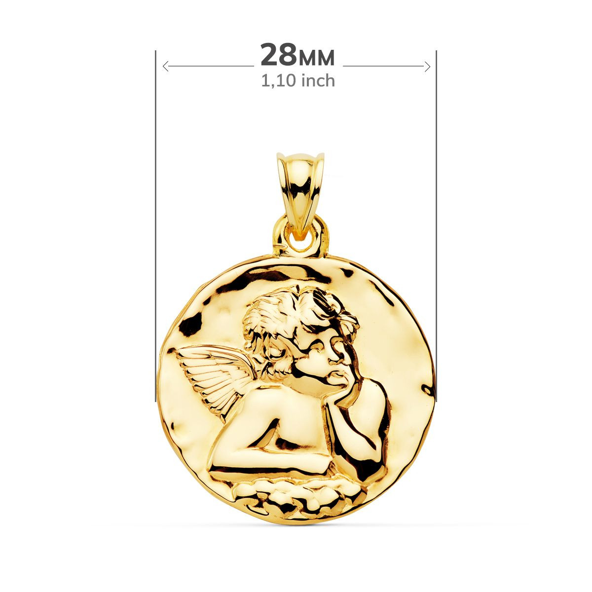 18K MEDALLA ORO AMARILLO ANGEL BURLON BRILLO 28 MM