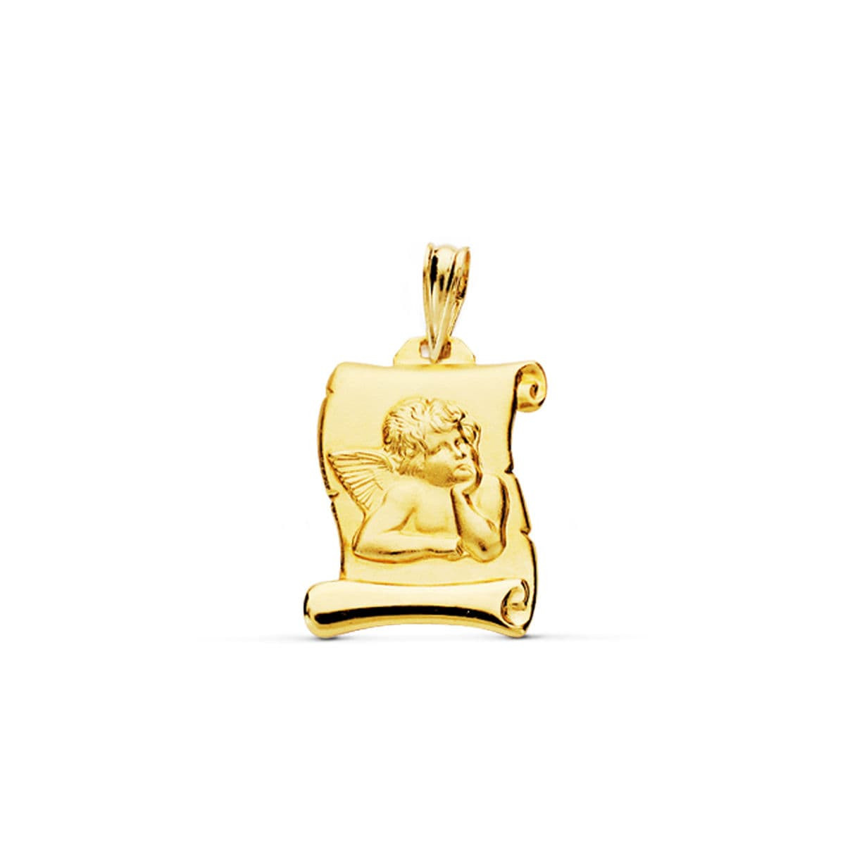 18K MEDALLA  ANGEL BURLON ORO AMARILLO PERGAMINO. 20X16 MM