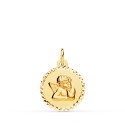 18K MEDALLA ORO AMARILLO ANGELITO BURLON CERCO TALLADO 16 MM