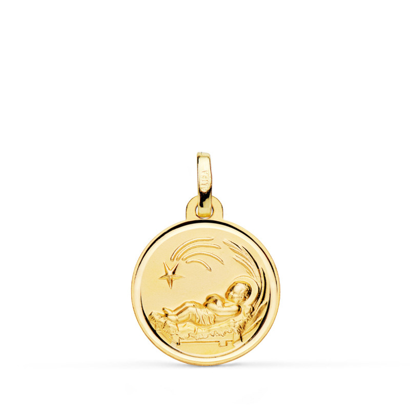 18K MEDALLA ORO AMARILLO NIÑO DEL PESEBRE BISEL 16 MM