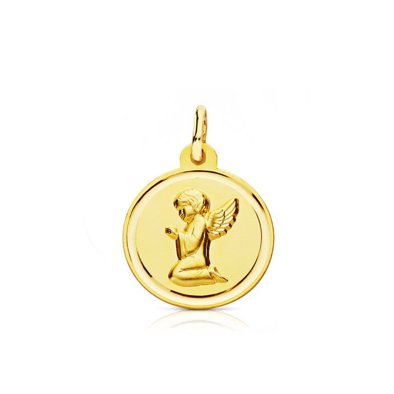 18K MEDALLA ORO AMARILLO ANGELITO BISEL 16 MM