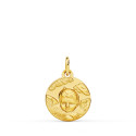 18K MEDALLA ORO AMARILLO ANGEL NIÑO EN LA NUBE MATIZADO. 14 MM