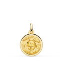 18K MEDALLA ORO AMARILLO ANGEL NIÑO EN LA NUBE BISEL 16 MM