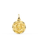 18K MEDALLA ORO AMARILLO ANGEL NIÑO EN LA NUBE TALLADO 16 MM