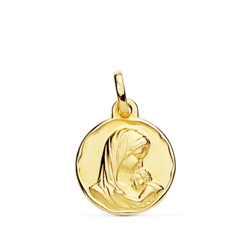 18K MEDALLA ORO AMARILLO MADRE AMOR MATERNAL 16 MM