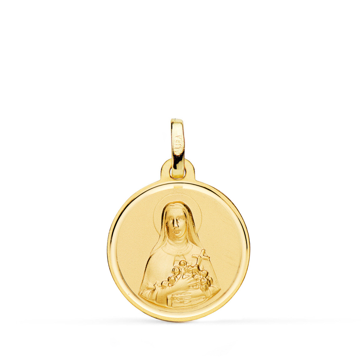 18K MEDALLA ORO AMARILLO SANTA TERESA BISEL 18 MM