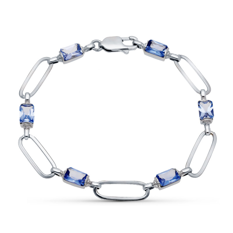 18K PULSERA ORO BLANCO PIEDRAS 19.5 CM