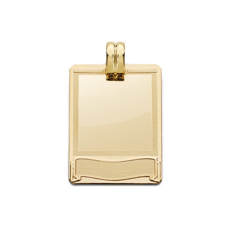 18K PLACA CHAPA LASER ORO AMARILLO 28X20 MM