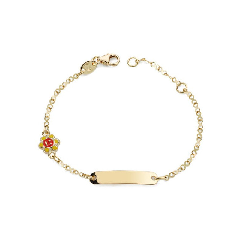 18K PULSERA ESCLAVA ORO AMARILLO SOL ESMALTE 14.5 CM