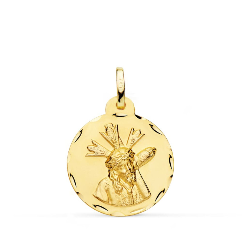 9K MEDALLA ORO AMARILLO CRISTO DEL GRAN PODER TALLADA 20 MM