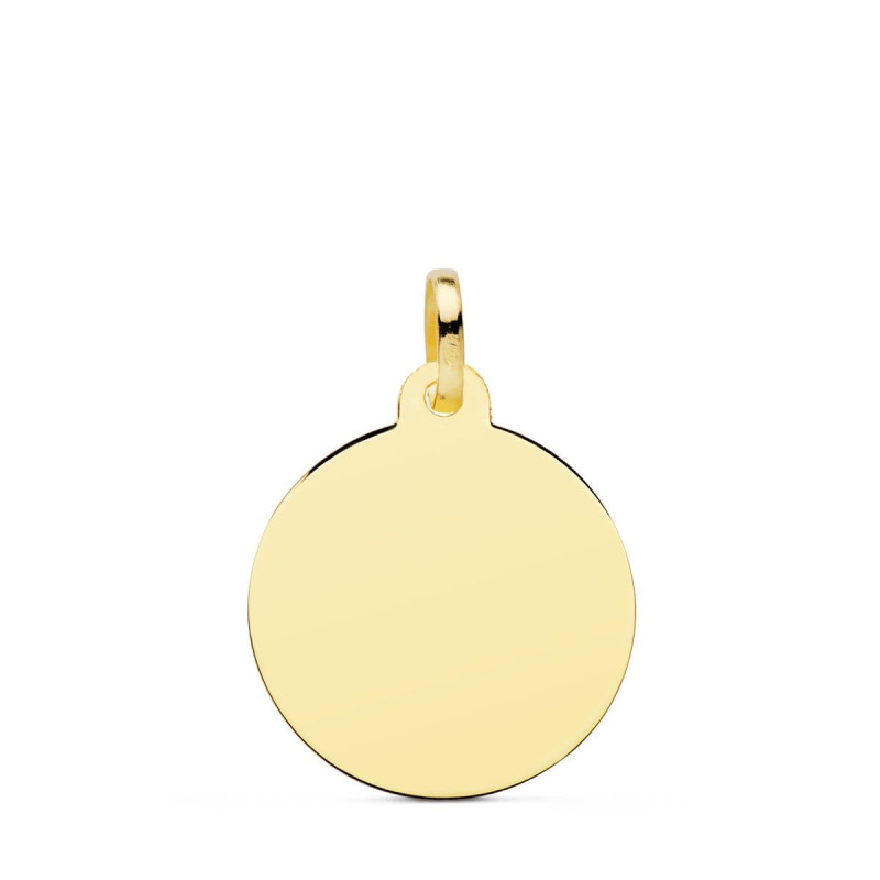 18K PLACA CHAPA DISCO ORO AMARILLO LISO BRILLO 20 MM