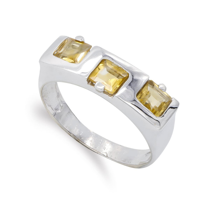 18K SORTIJA ORO BLANCO CON TOPACIO ANCHO: 6 MM