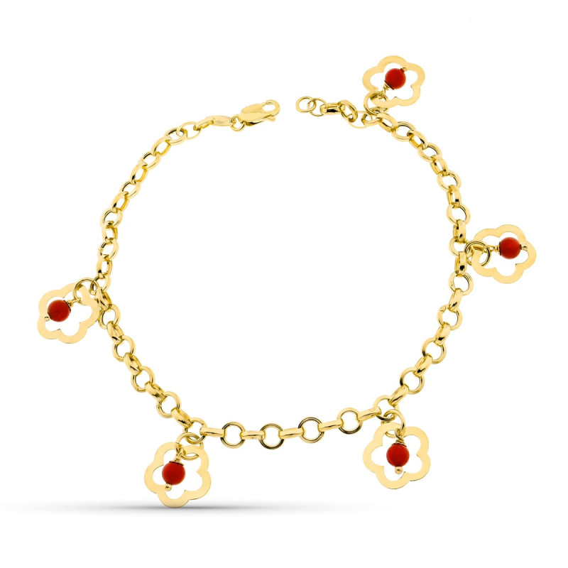 18K PULSERA ORO AMARILLO FLOR CORAL