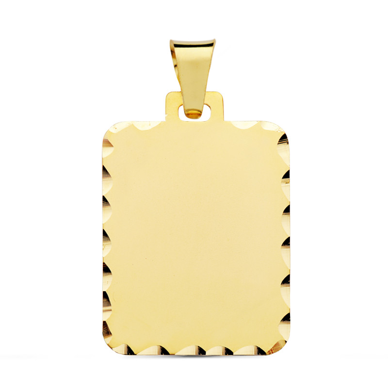 9K PLACA CHAPA ORO AMARILLO MATE TALLADA 28X20 MM