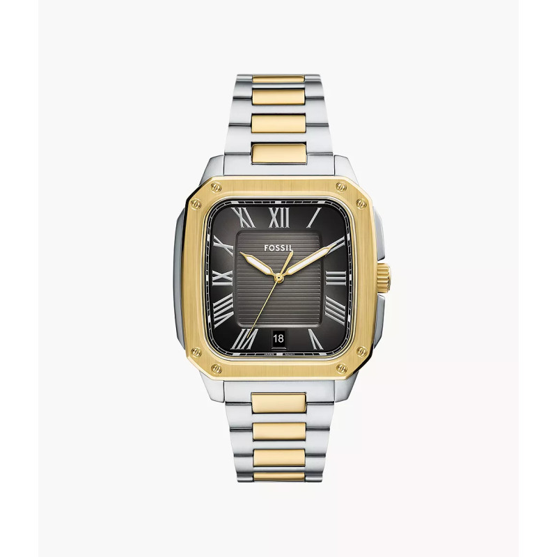 RELOJ HOMBRE RECTANGULAR DE ACERO INOXIDABLE BICOLOR