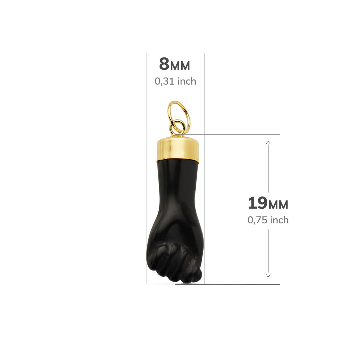 18K COLGANTE ORO AMARILLO HIGA MANO NEGRA 19X8 MM