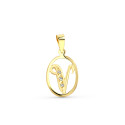 18K COLGANTE ORO AMARILLO LETRA V CON CIRCONITAS