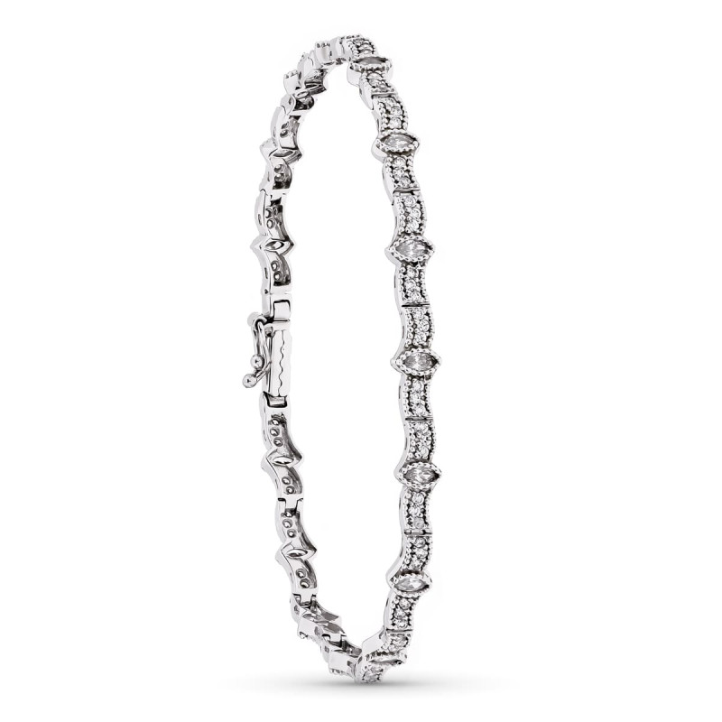 18K PULSERA ORO BLANCO Y CIRCONITA 19CM