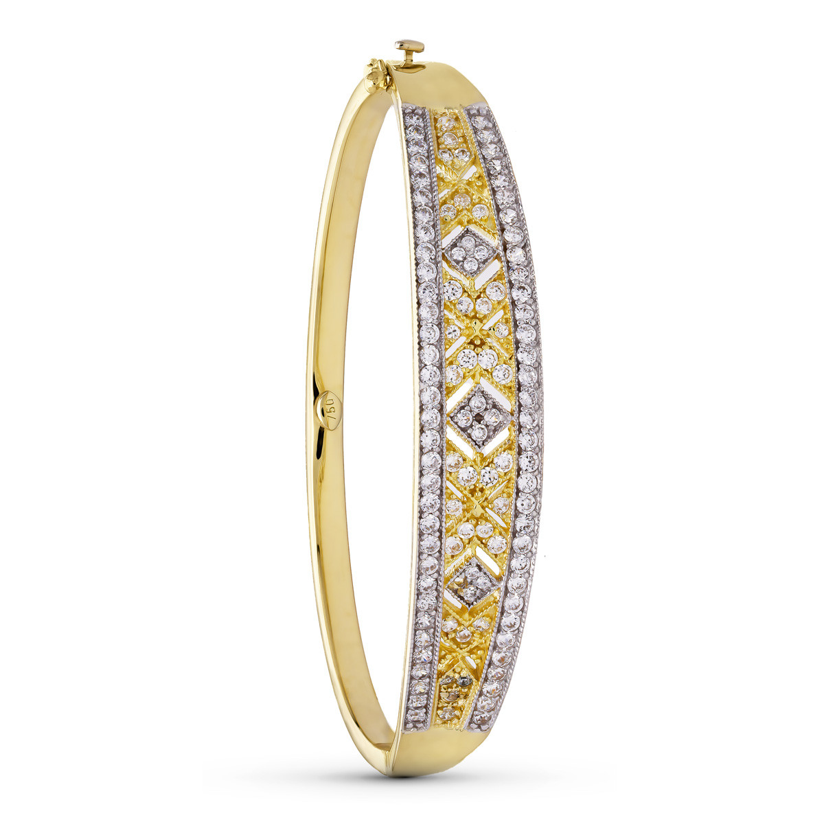 18K PULSERA RIGIDA ORO BICOLOR CIRCONITAS