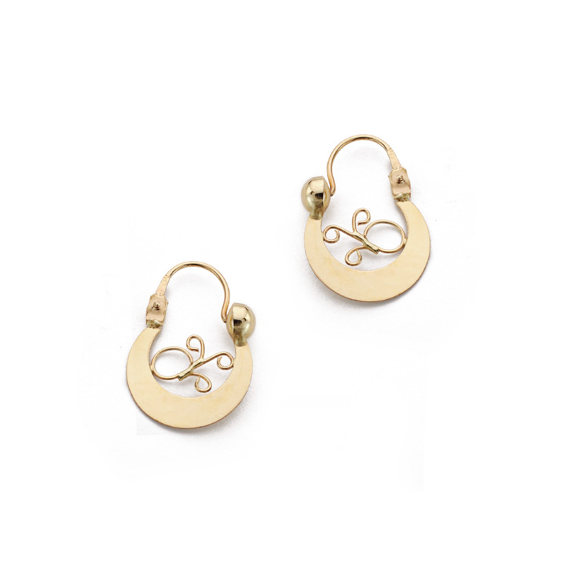 18K PENDIENTES ORO AMARILLO AROS CRIOLLAS. 17X13 MM