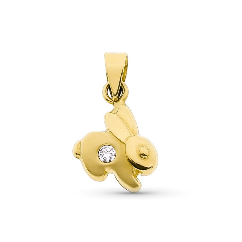 18K COLGANTE ORO AMARILLO CONEJO CON CIRCONITA