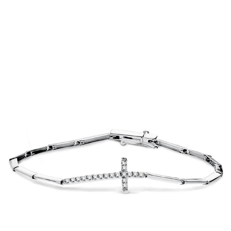 18K PULSERA ORO BLANCO CRUZ 19.5 CM