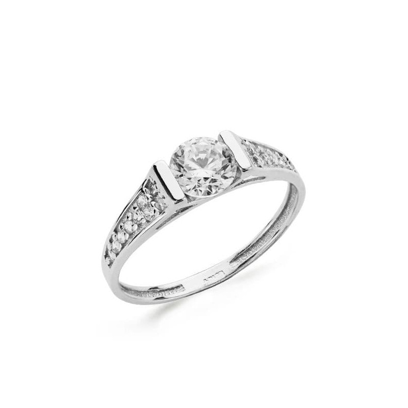 18K SOLITARIO ORO BLANCO CIRCONITA 5 MM