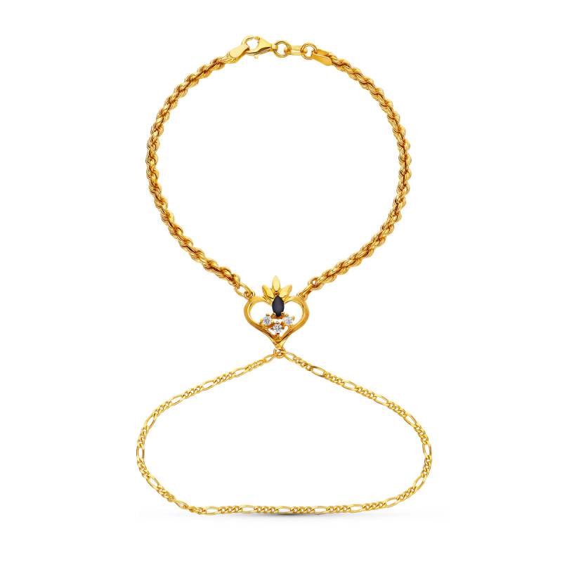 18K PULSERA ORO AMARILLO INDIA ZAFIRO CORAZON