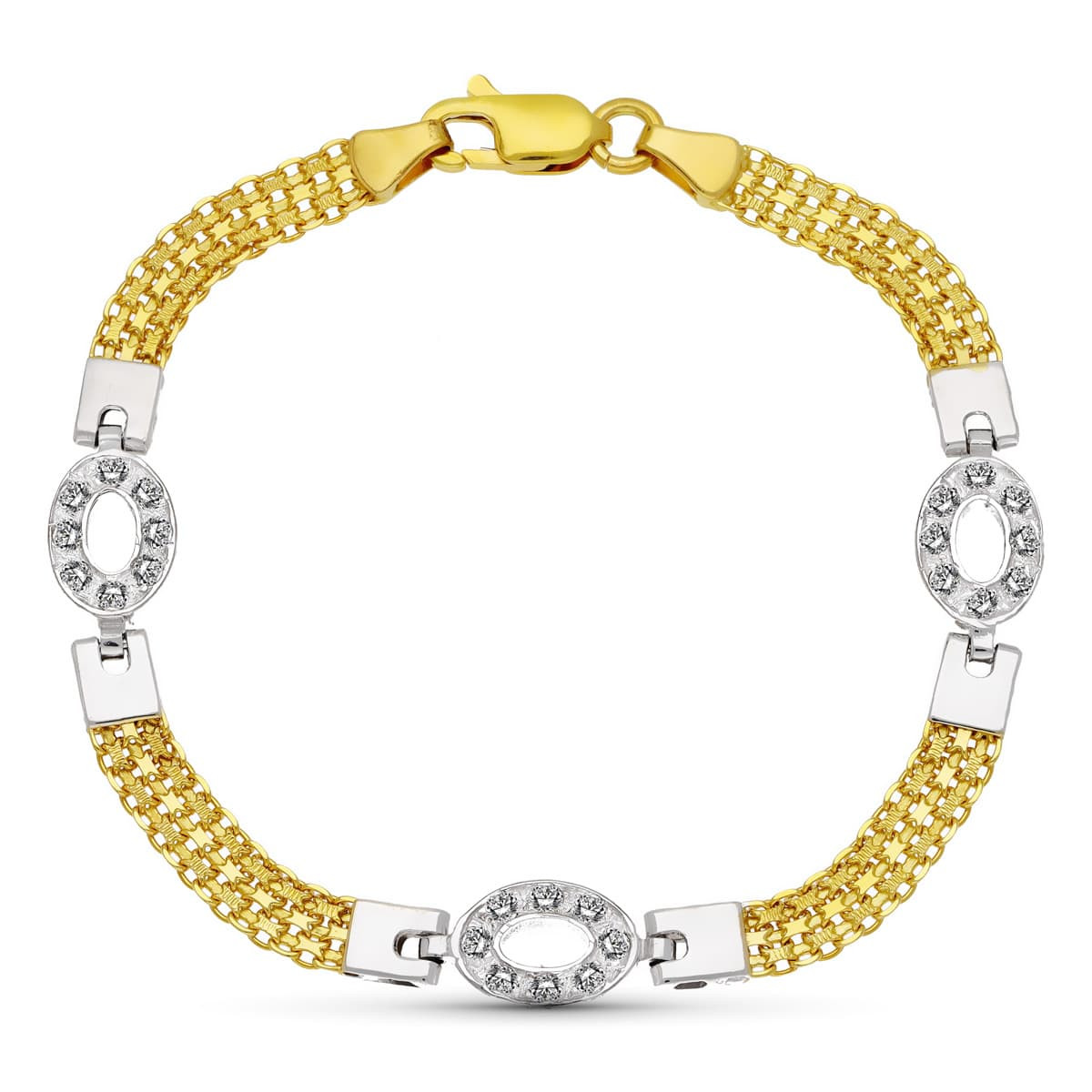 18K PULSERA ORO BICOLOR MAYA OVAL CIRCONITAS